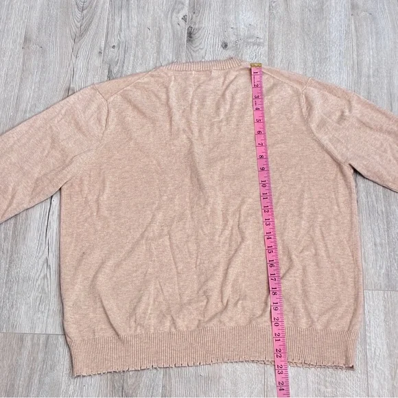 Minnie Rose Cotton Cashmere Frayed Cream Cardigan Sweater - Picture 7 of 8